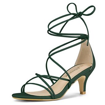 Women's Strappy Kitten Heel Lace Up Sandals