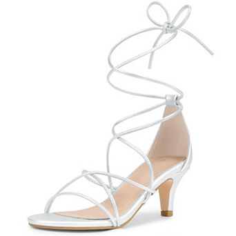 Women's Strappy Kitten Heel Lace Up Sandals