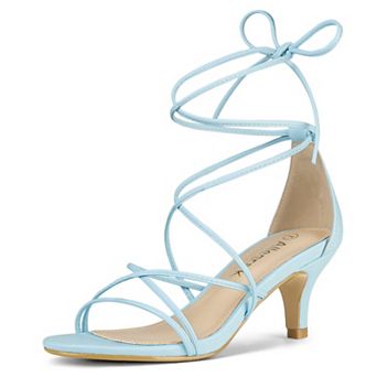 Women's Strappy Kitten Heel Lace Up Sandals