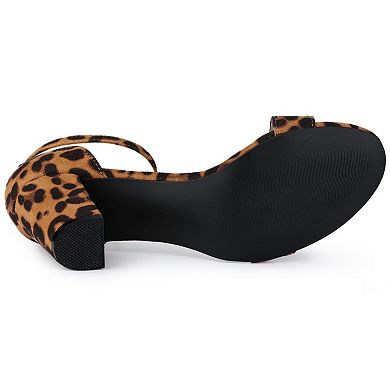 Women's Open Toe Printed Ankle Strap Chunky High Heel Sandals