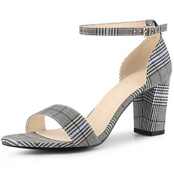 Women's Open Toe Printed Ankle Strap Chunky High Heel Sandals