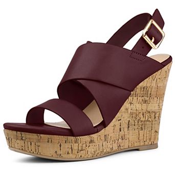 Women's Wood Strappy Platform Wedge Sandals
