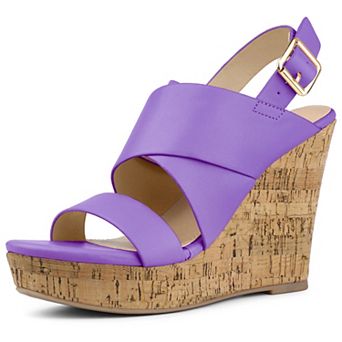 Women's Wood Strappy Platform Wedge Sandals