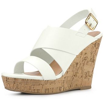 Women's Wood Strappy Platform Wedge Sandals