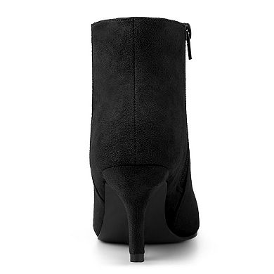 Women's Pointed Toe Zip Stiletto Kitten Heel Ankle Booties