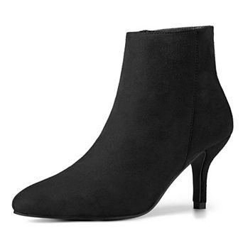 Women's Pointed Toe Zip Stiletto Kitten Heel Ankle Booties