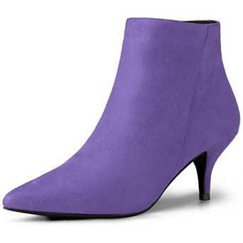 Women's Pointed Toe Zip Stiletto Kitten Heel Ankle Booties
