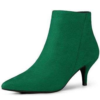 Women's Pointed Toe Zip Stiletto Kitten Heel Ankle Booties