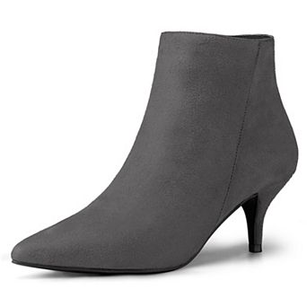 Women's Pointed Toe Zip Stiletto Kitten Heel Ankle Booties
