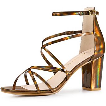 Women's Strappy Crisscross Strap Opened Toe Block Heels Sandals