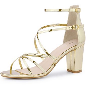 Women's Strappy Crisscross Strap Opened Toe Block Heels Sandals