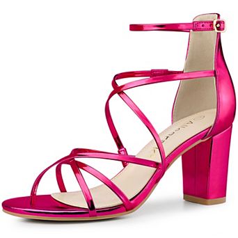 Women's Strappy Crisscross Strap Opened Toe Block Heels Sandals