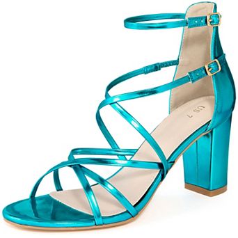 Women's Strappy Crisscross Strap Opened Toe Block Heels Sandals
