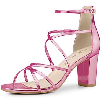 Women's Strappy Crisscross Strap Opened Toe Block Heels Sandals