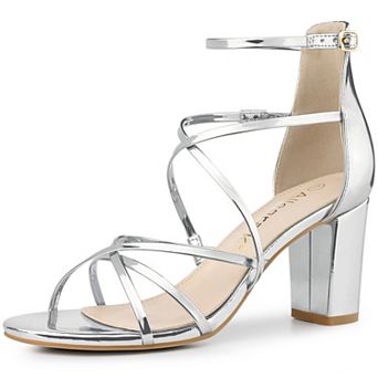 Women's Strappy Crisscross Strap Opened Toe Block Heels Sandals