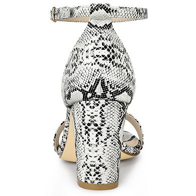 Women's Snakeskin Heels Chunky Heels Ankle Strap Sandals