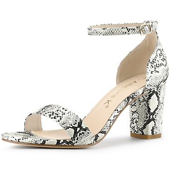 Women's Snakeskin Heels Chunky Heels Ankle Strap Sandals