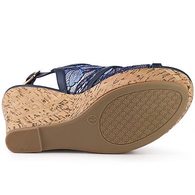 Women's Open Toe Platform Heel Lace Wedges Sandals