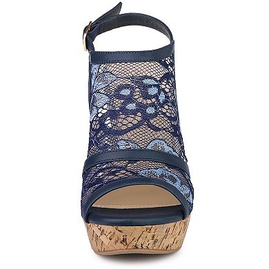 Women's Open Toe Platform Heel Lace Wedges Sandals