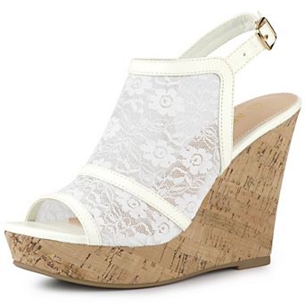 Women's Open Toe Platform Heel Lace Wedges Sandals