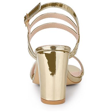 Women's Slingback Block Heel Ankle Strap Sandals