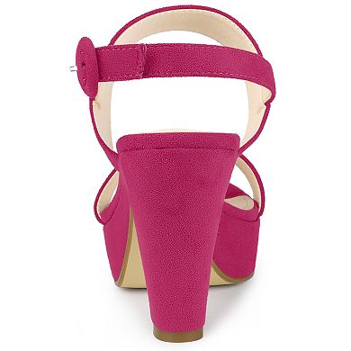 Women's Slingback Platform Heels Chunky High Heel Sandals