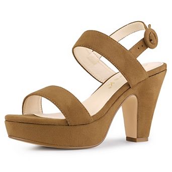 Women's Slingback Platform Heels Chunky High Heel Sandals