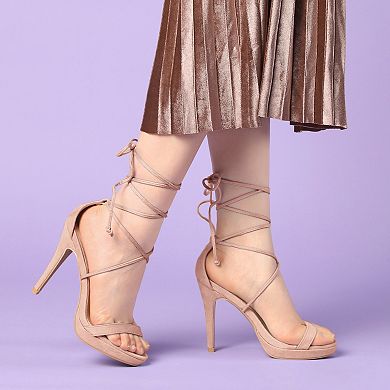 Women's Platform Stiletto Heels Lace Up Sandals