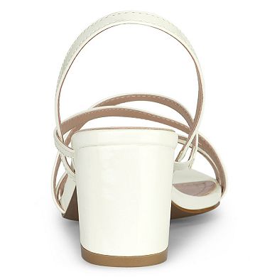 Women's Strappy Slingback Chunky Heels Slide Sandals