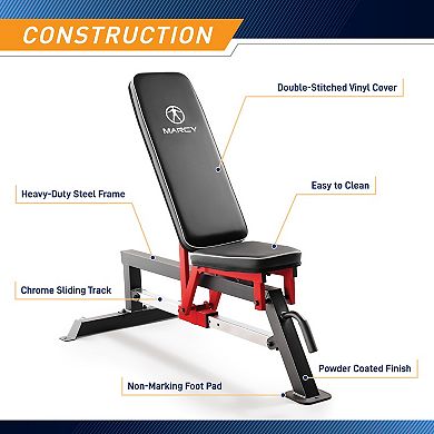 Adjustable Utility Bench With Chrome Sliding Track Sb-5429 Marcy