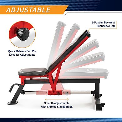 Adjustable Utility Bench With Chrome Sliding Track Sb-5429 Marcy