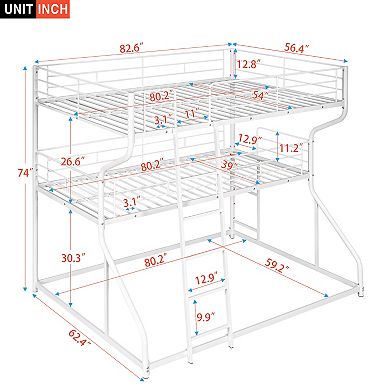 Merax Full XL over Twin XL over Queen Size Triple Bunk Bed with Long and Short Ladder,