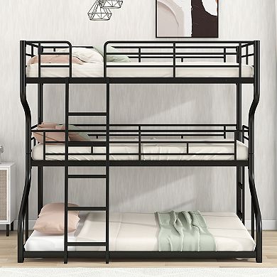 Merax Full XL over Twin XL over Queen Size Triple Bunk Bed with Long and Short Ladder,