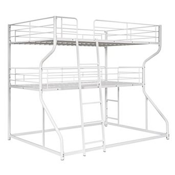 Merax Full XL over Twin XL over Queen Size Triple Bunk Bed with Long and Short Ladder,