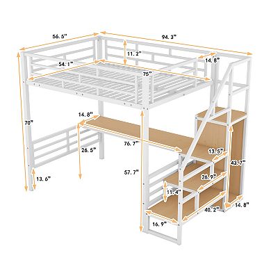 Merax Full Size Metal Loft Bed