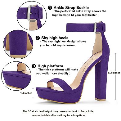 Women's Platform High Heel Ankle Strap Chunky Heels Sandals