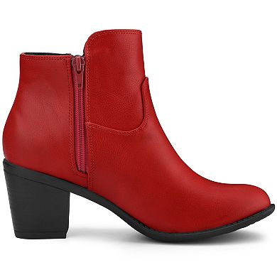 Women's's Low Chunky Heel Side Zipper Ankle Booties