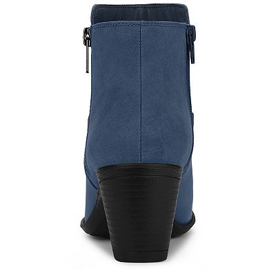 Women's's Low Chunky Heel Side Zipper Ankle Booties