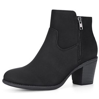 Women's's Low Chunky Heel Side Zipper Ankle Booties
