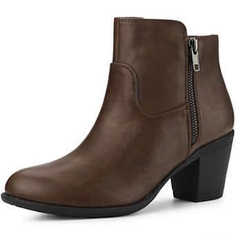 Women's's Low Chunky Heel Side Zipper Ankle Booties