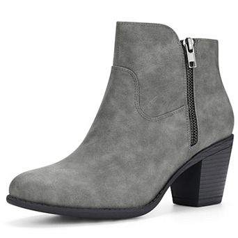 Women's's Low Chunky Heel Side Zipper Ankle Booties