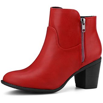 Women's's Low Chunky Heel Side Zipper Ankle Booties