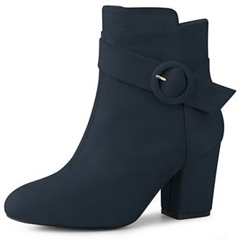 Women's Round Toe Block Heel Boots Ankle Booties