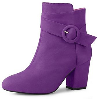 Women's Round Toe Block Heel Boots Ankle Booties