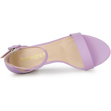 Women's Solid Open Toe Buckle Block Heel Ankle Strap Sandals