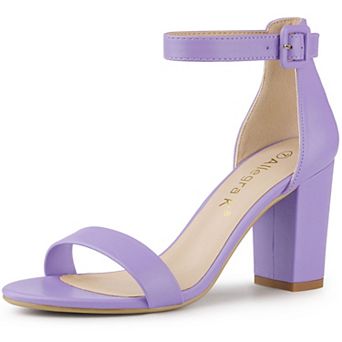 Women's Solid Open Toe Buckle Block Heel Ankle Strap Sandals