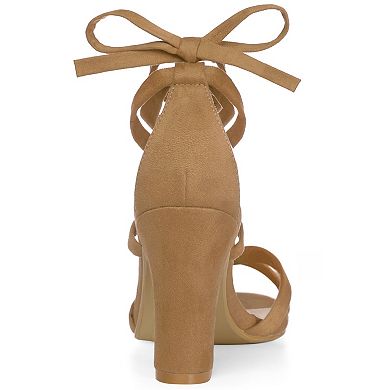 Women's Lace Up High Block Heeled Sandals