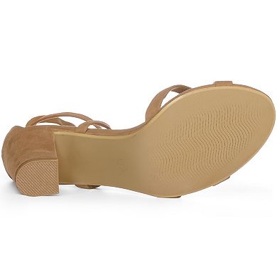 Women's Lace Up High Block Heeled Sandals