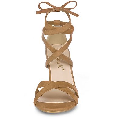 Women's Lace Up High Block Heeled Sandals