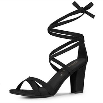 Women's Lace Up High Block Heeled Sandals